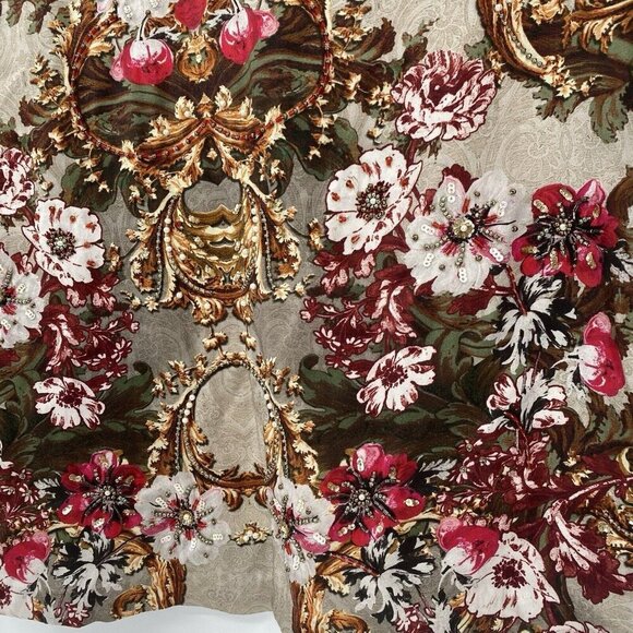 Women's 100% Silk Floral Beaded Long Sleeve  Blouse NO SIZE - Picture 3 of 11